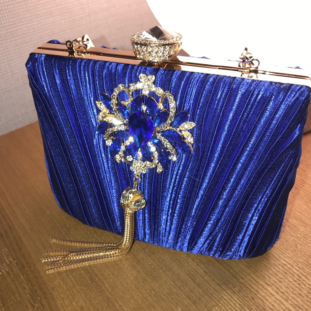 Royal Blue Elegant Evening Jeweled Purse